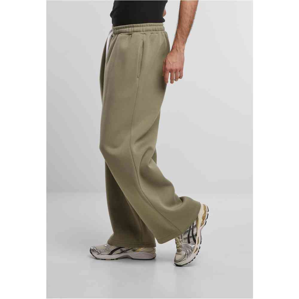 Urban Classics - Fluffy Wide Leg Pantalon de jogging homme - Olive verte